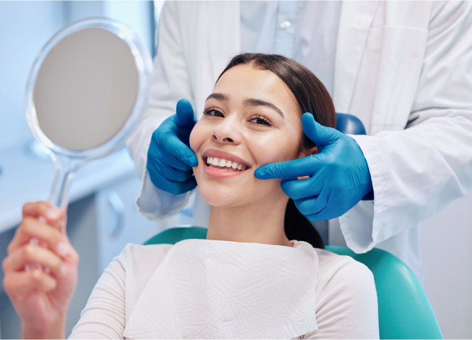 Woman smiling at the dentist