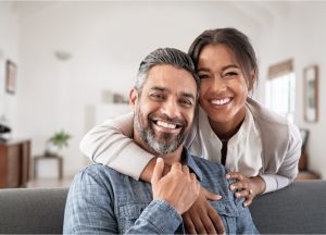 Couple smiling