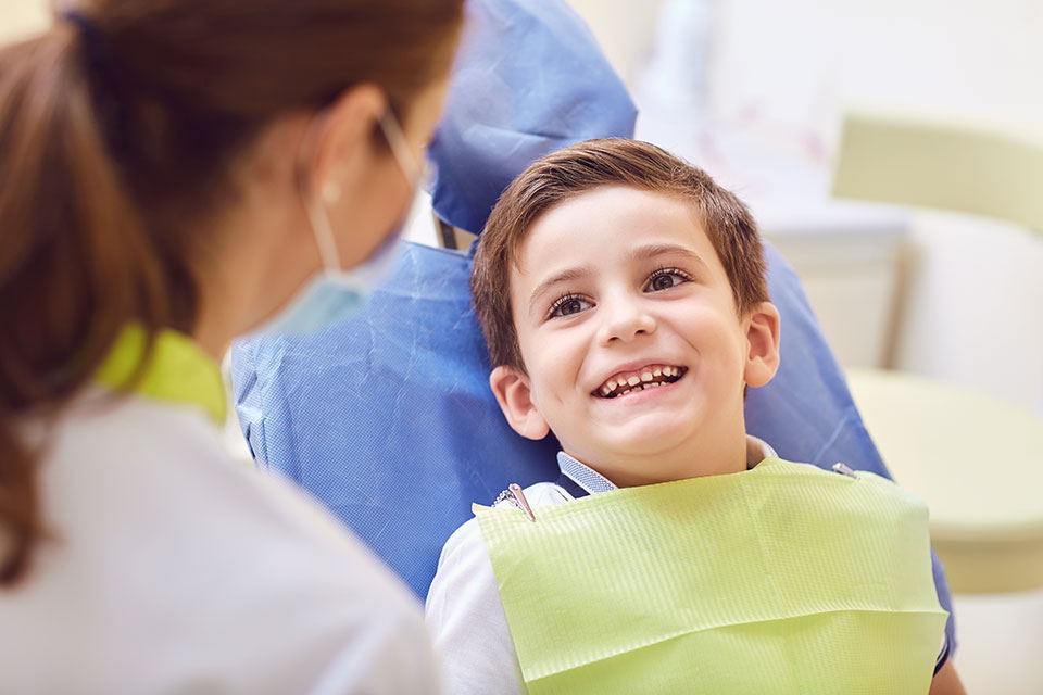 Young boy visiting the dentist